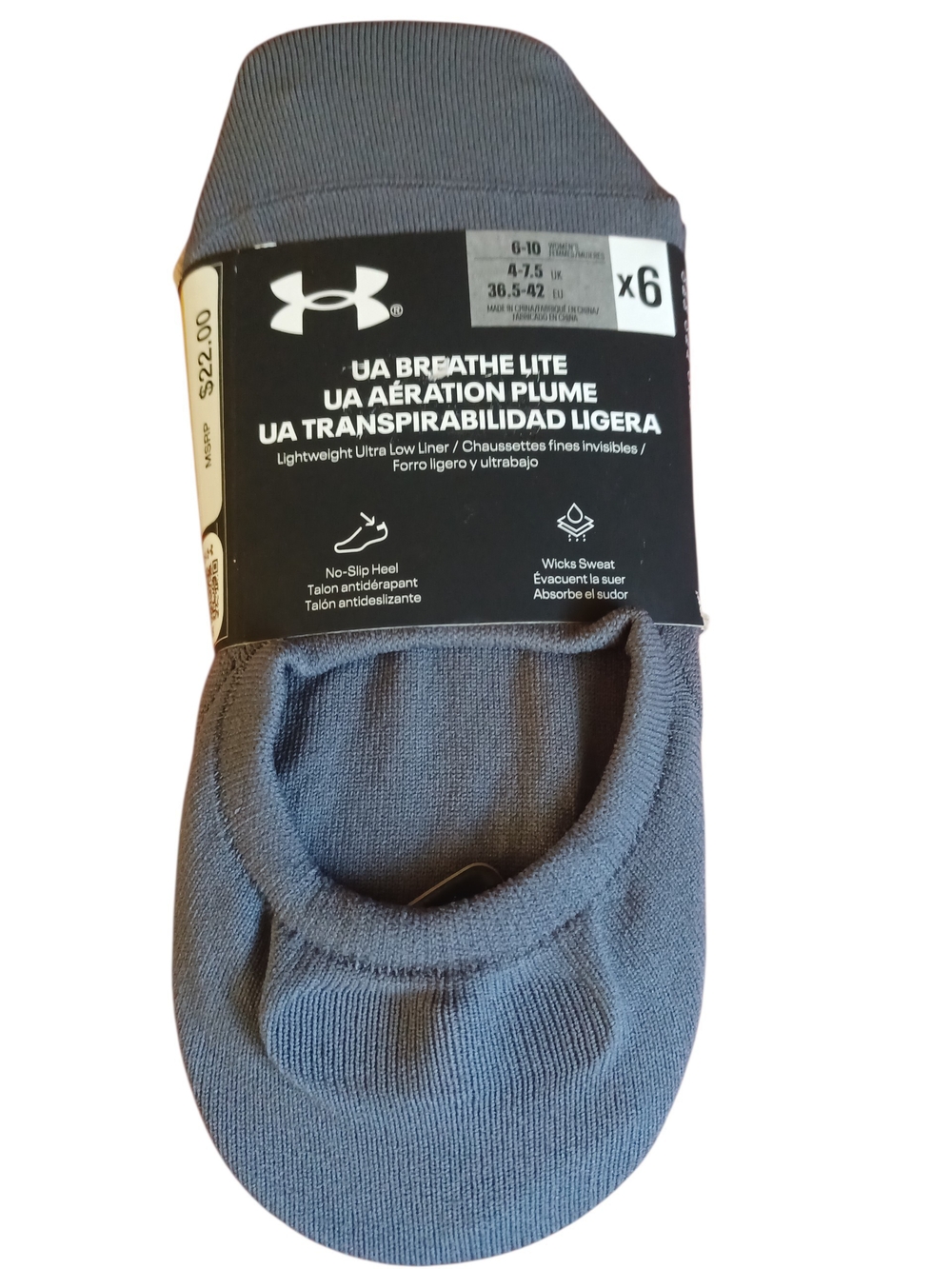 Under Armour No-Show UA Breathe Lite Socks - Gray